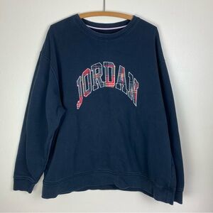 Jordan Sweatshirt Mens XXL Black Crewneck Plaid Spellout Pullover Sweater 2XL